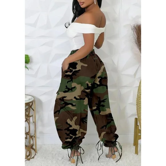 Women's Baggy Cargo Jogger Jeans Denim High Waisted Wide Leg Casual - Picture 3 of 6